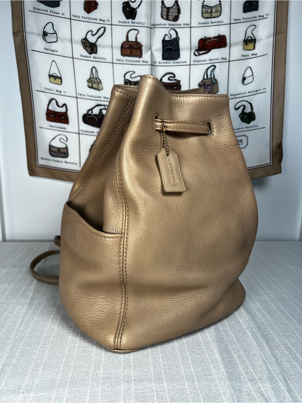 VTG Coach Custom Metallic Gold Leather Sonoma Sling Backpack Bag 4922 Italy